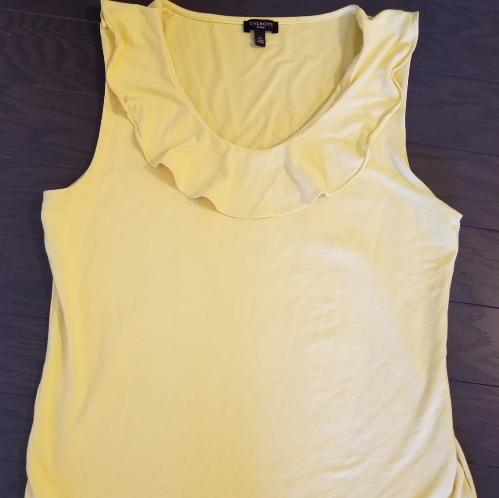 Talbots Yellow Ruffled Neckline Sleeveless Top -Lp